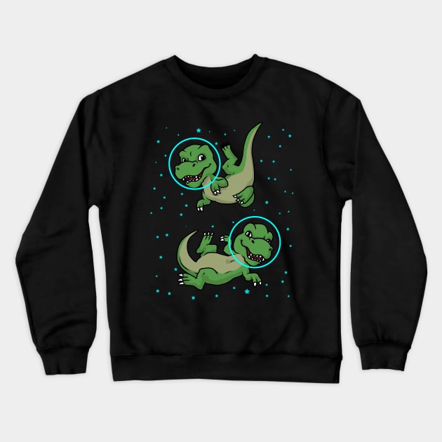 Dinosaur Astronaut Gift Kids TRex Spaceship Gift Dinosaur Crewneck Sweatshirt by PomegranatePower